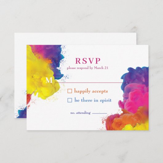 Rainbow Color Explosion Wedding RSVP (Vorne/Hinten)