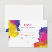 Rainbow Color Explosion Wedding RSVP Karte (Vorne/Hinten)