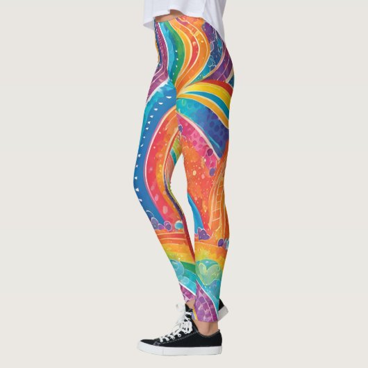 Rainbow Color Gemusterte Leggings (Links)