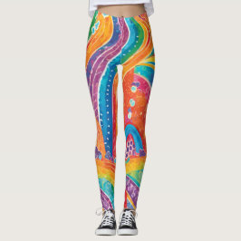 Rainbow Color Gemusterte Leggings