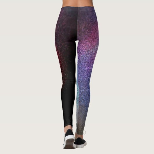 Rainbow Color Glittered Effect Graphic Print Leggings (Rückseite)