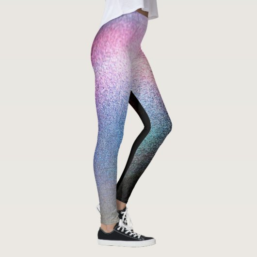 Rainbow Color Glittered Effect Graphic Print Leggings (Rechts)