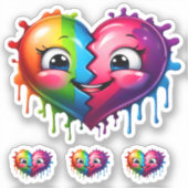 Rainbow Color Heart Emoticon 4 Aufkleber (Vorderseite)