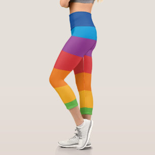 Rainbow Color High Waisted Capris Leggignes
