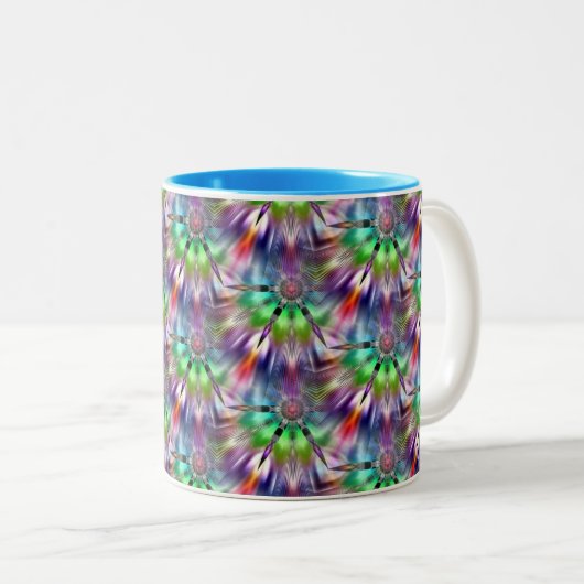 Rainbow Color Kaleidoscope Fan Mug Zweifarbige Tasse (VorderseiteRechts)