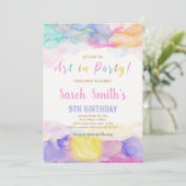 Rainbow Color Paint Birthday Einladung (Stehend Vorderseite)