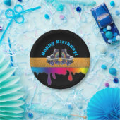 Rainbow Color Paint Roller Skating Birthday Party Pappteller (Party)