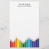 Rainbow Color Pencies Art Lehrer Personalisiert Briefpapier (Vorderseite)