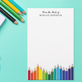Rainbow Color Pencies Art Lehrer Personalisiert Briefpapier