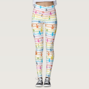 Rainbow Color Sesame Pals Muster Leggings