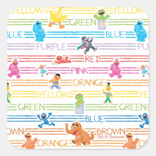 Rainbow Color Sesame Pals Muster Quadratischer Aufkleber (Vorderseite)