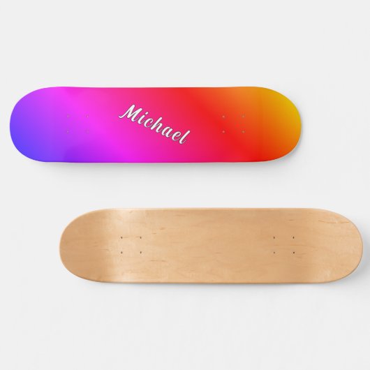 Rainbow Color Skateboard mit Individuelle Name (Horizontal)