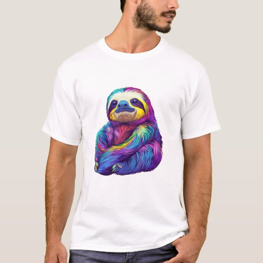 Rainbow Color Sloth Art Long Sleeve T-Shirt (Vorderseite)