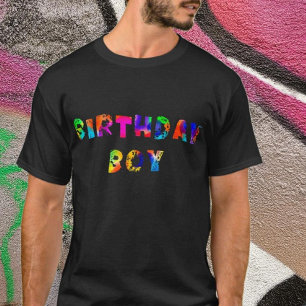 Rainbow Color Splash Birthday Boy T-Shirt
