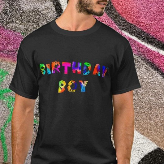 Rainbow Color Splash Birthday Boy T-Shirt