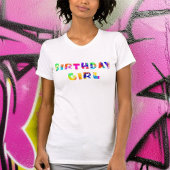 Rainbow Color Splash Birthday Girl T-Shirt