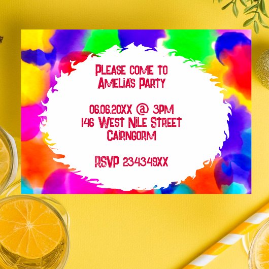 Rainbow Color Splash-Party Einladung