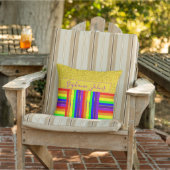 Rainbow Color Stripes Gold Glitzer Name Wedding Kissen (Stuhl)