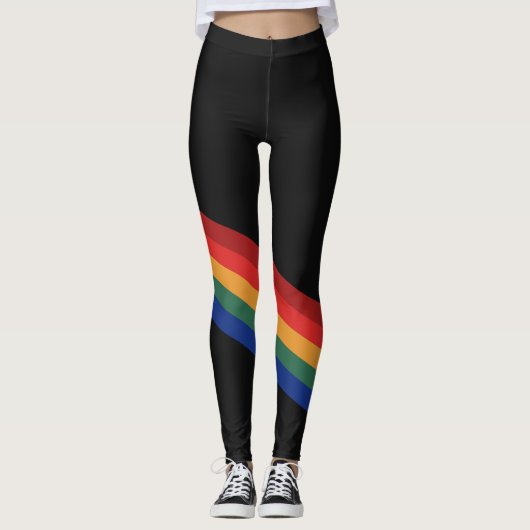 Rainbow Color Stripes Regenbogen Regenbogenfarben Leggings (Vorderseite)