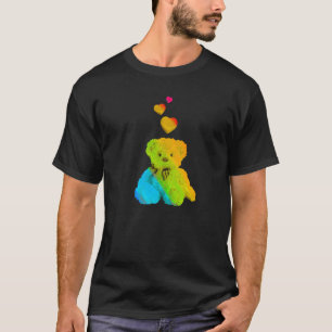 Rainbow Color Teddy Bär mit Herz-Colorful 1 T-Shirt
