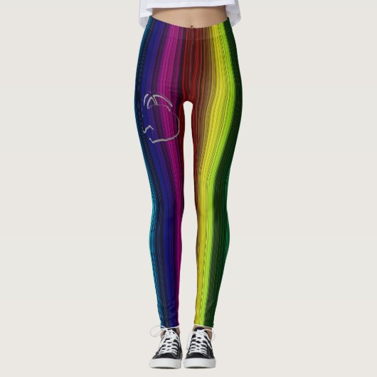Rainbow Color Vertikale Streifen mit Bull-Logo Leggings (Vorderseite)