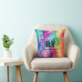 Rainbow Colorcolor Monogram Kissen