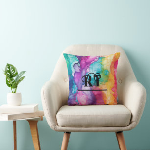 Rainbow Colorcolor Monogram Kissen