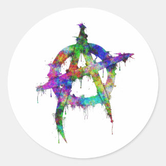 Rainbow Colored Anarchy Symbol Runder Aufkleber