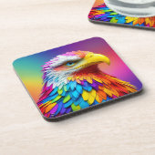 Rainbow Colored Bald Eagle-65456 Getränkeuntersetzer (Linke Seite)