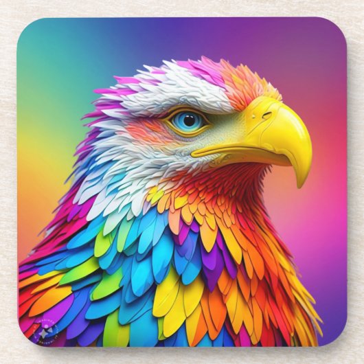 Rainbow Colored Bald Eagle-65456 Getränkeuntersetzer (Vorderseite)