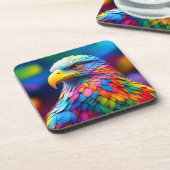 Rainbow Colored Bald Eagle-65456 Getränkeuntersetzer (Linke Seite)