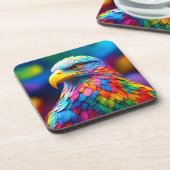 Rainbow Colored Bald Eagle-65456 Getränkeuntersetzer (Linke Seite)