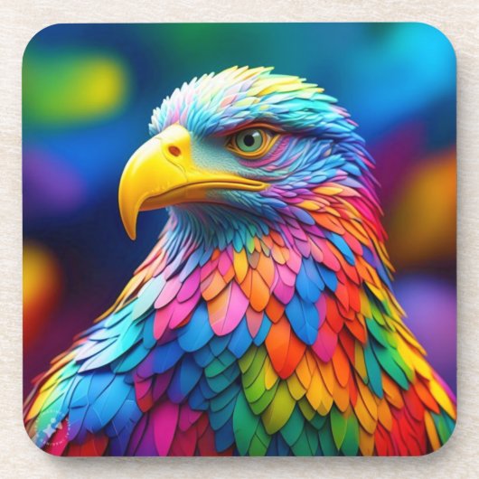 Rainbow Colored Bald Eagle-65456 Getränkeuntersetzer (Vorderseite)