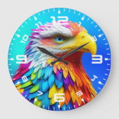 Rainbow Colored Bald Eagle-65456 Große Wanduhr (Vorderseite)