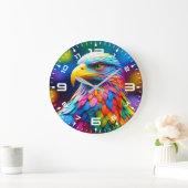 Rainbow Colored Bald Eagle-65456 Große Wanduhr (Zuhause)