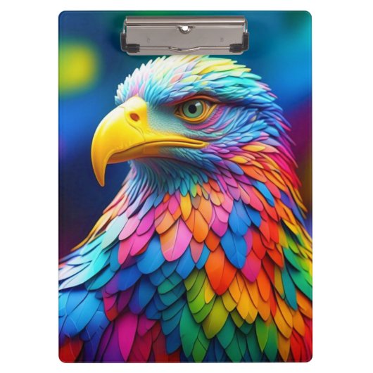 Rainbow Colored Bald Eagle-65456 Klemmbrett (Vorderseite)