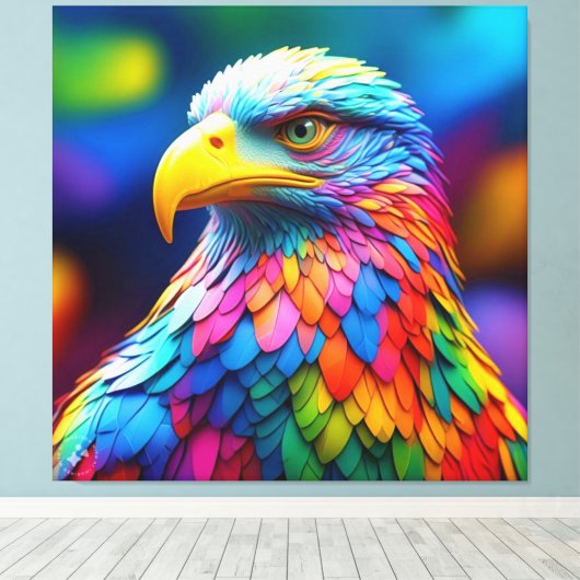 Rainbow Colored Bald Eagle-65456 Leinwanddruck (Insitu (Holzboden))