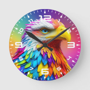 Rainbow Colored Bald Eagle-65456 Runde Wanduhr
