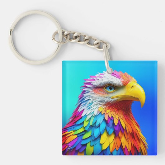 Rainbow Colored Bald Eagle-65456 Schlüsselanhänger (Vorderseite)