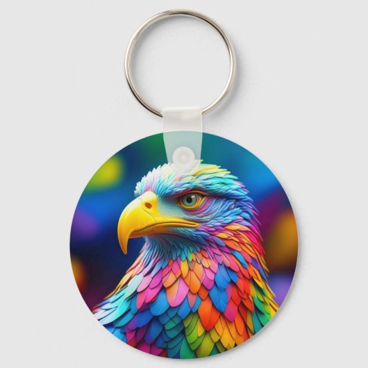 Rainbow Colored Bald Eagle-65456 Schlüsselanhänger (Vorderseite)
