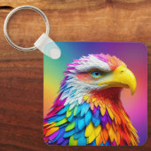 Rainbow Colored Bald Eagle-65456 Schlüsselanhänger (Vorderseite)