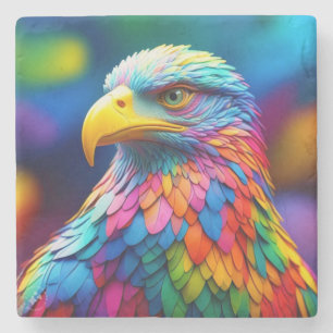 Rainbow Colored Bald Eagle-65456 Steinuntersetzer