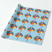 Rainbow Colored Balloon Bunches auf Light Blue Geschenkpapier (Ungerollt)