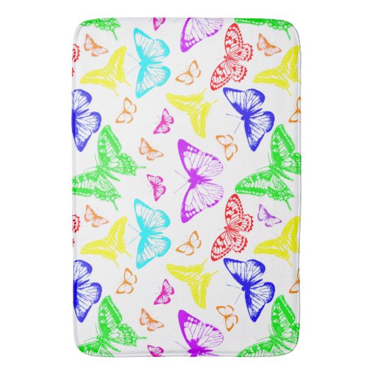 Rainbow Colored Butterflies Flying Badematte (Vorderseite Vertikal)