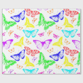 Rainbow Colored Butterflies Flying Geschenkpapier (Flach)