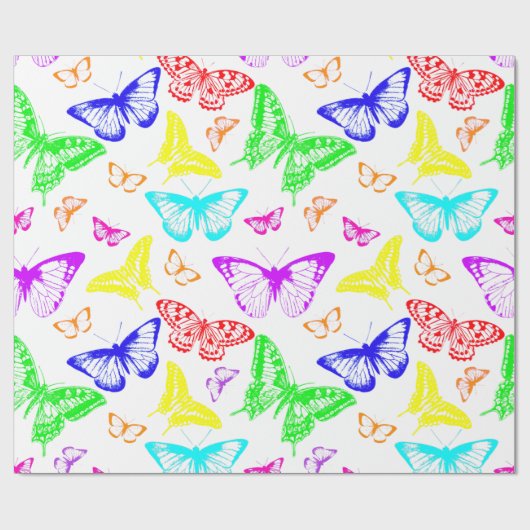 Rainbow Colored Butterflies Flying Geschenkpapier (Flach)