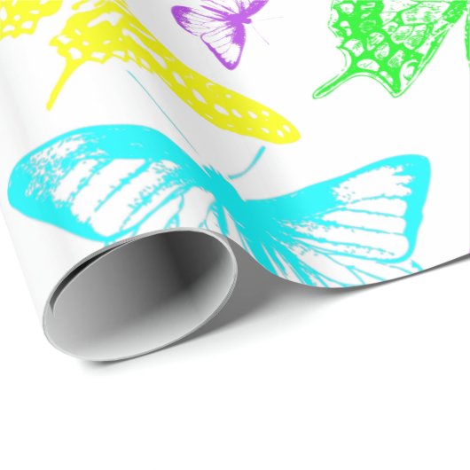 Rainbow Colored Butterflies Flying Geschenkpapier (Rolleneckpunkt)