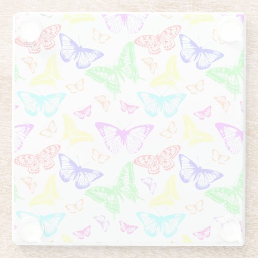 Rainbow Colored Butterflies Flying Glasuntersetzer (Rückseite)