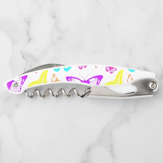 Rainbow Colored Butterflies Flying Kellnermesser (Rückseite)