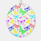 Rainbow Colored Butterflies Flying Keramik Ornament (Links)